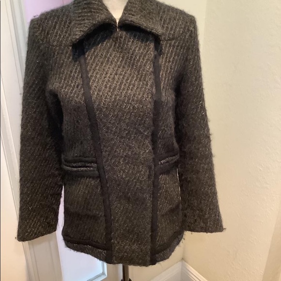 ANTHROPOLOGY RAPSODIA TEXTURED WEAVE BLACK AND BROWN JACKET - Picture 2 of 5